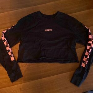 Vans Off The Wall Cropped Checkered Pink Long Sleeve Tee Shirt